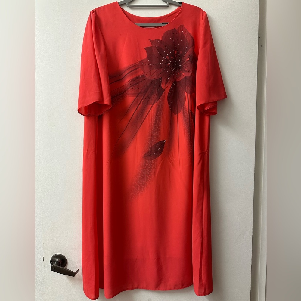 Coral Floral Dress,